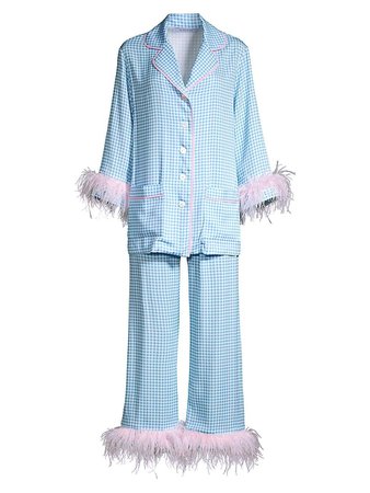 Lyst 2-piece Vichy Feather Trim Pajama Set gingham Sleeper