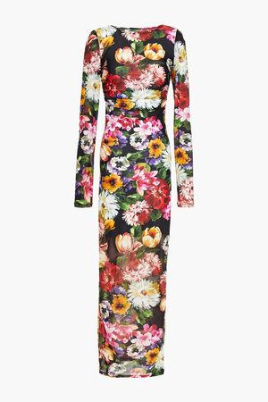 DOLCE & GABBANA Ruched floral-print stretch-jersey maxi dress
