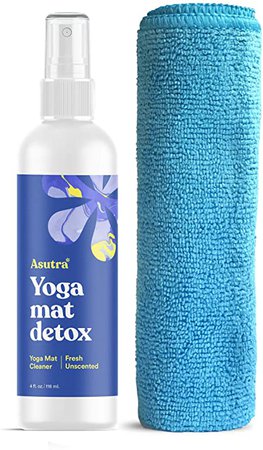 Amazon.com: ASUTRA Organic Yoga Mat Cleaner (Fresh & Unscented), 4 fl oz | Safe for All Mats & No Slippery Residue | Cleans, Restores, Refreshes | Comes w/Microfiber Cleaning Towel: Health & Personal Care