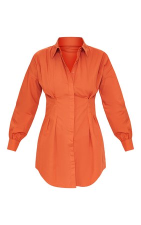Rust Fitted Waist Shirt Dress | Dresses | PrettyLittleThing USA