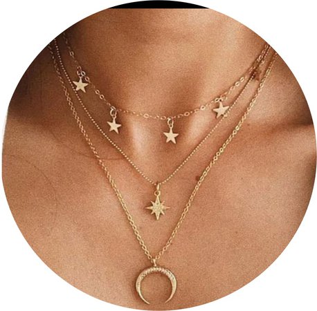 layered celestial necklaces gold