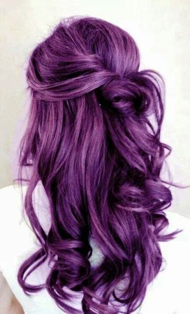 16 Glamorous Purple Hairstyles - Pretty Designs | Hair styles, Long hair styles, Elegant wedding hair