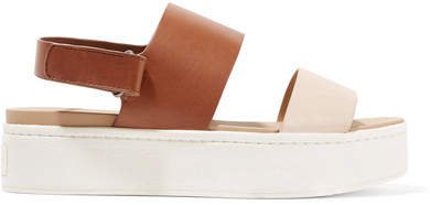 Westport Two-tone Leather Platform Slingback Sandals - Tan