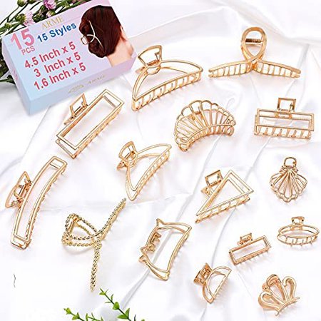 Amazon.com: Metal Hair Clips For Women，15Pack Metal Gold Hair Clips With 15 Style Non-Slip Gold Hair Claw Clips for Styling&Thick and Thin Hair ，Strong Easy Pulling Up Your Hair Accessories for Women & Girls（4.5Inch+3Inch+1.6Inch） : Everything Else