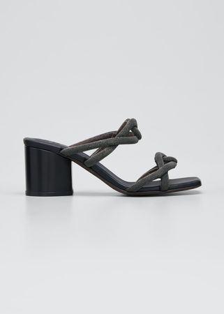 Brunello Cucinelli Monili Knotted Strappy Slide Sandals - Bergdorf Goodman