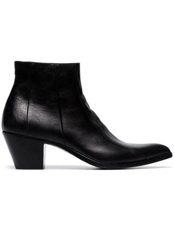 Saint Laurent black Finn 60 leather cowboy ankle boots £855 - Shop Online SS19. Same Day Delivery in London