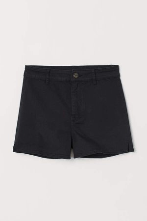 Twill Shorts High Waist - Black