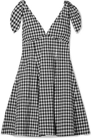 Lily Gingham Cotton-blend Seersucker Mini Dress - Black