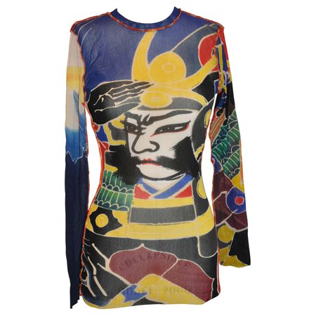 Jean Paul Gaultier "Japanese Theme" Multi-Color Netted Pullover For Sale at 1stDibs
