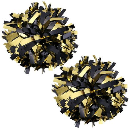 Metallic Cheer Pom Poms Cheerleading Cheerleader Gear 2 pieces one pair poms(Gold/Black) - Walmart.com