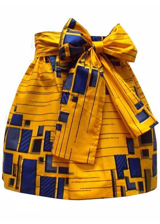 D'IANYU | Abina African Print Full Skirt for Little Girls (Yellow/Blue)