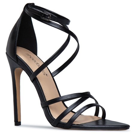 black heeled sandals