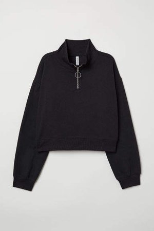 Stand-up Collar Sweatshirt - Black