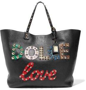 Appliqued Pebbled-leather Tote
