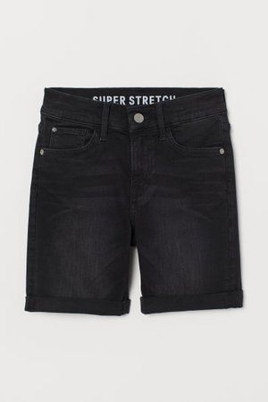 Slim Fit Denim Shorts - Black/washed out - Kids | H&M CA