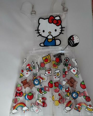 DOLLS KILL Hello Kitty and Friends Guilty as Charmed clear Pinafore Overall Sz S | eBay