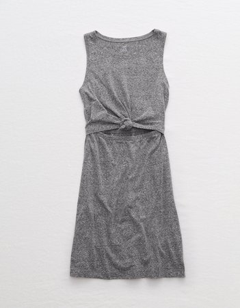 Aerie Cutout Knot Dress, Dark Heather | Aerie for American Eagle