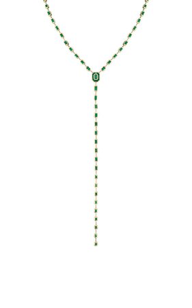 18K Yellow Gold Emerald Illusion Y Drop Necklace by Shay | Moda Operandi