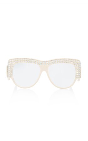 Crystal-Embellished D-Frame Acetate Sunglasses by Gucci | Moda Operandi