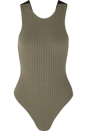 The Range | Canvas-trimmed ribbed-knit bodysuit | NET-A-PORTER.COM