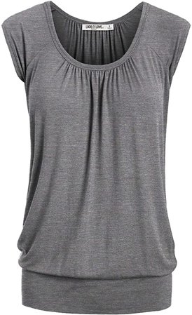 LL WT1054 Womens Solid Short Sleeve Sweetheart Top S HDG at Amazon Women’s Clothing store