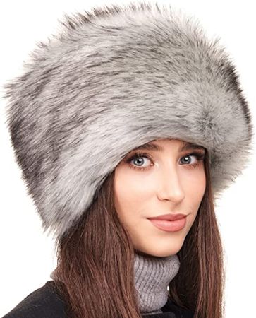 Futrzane Russian Faux Fur Hat for Women - Like Real Fur - Comfy Cossack Style (M, Silver Fox) at Amazon Women’s Clothing store