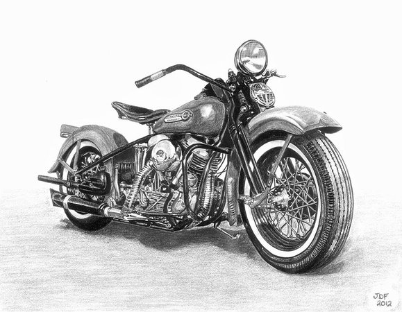 vintage motorcycle sketch