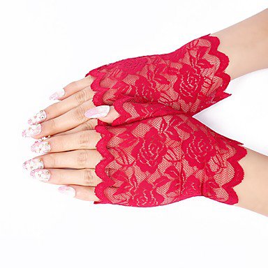 Lace Wrist Length Glove Lace / Gloves With Solid