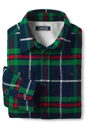 Boys Sherpa Lined Flannel Jacket from Lands' End
