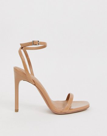 ASOS DESIGN Wide Fit Nova barely there heeled sandals in beige | ASOS