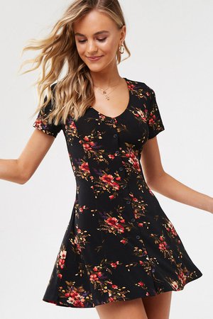 Floral Fit & Flare Mini Dress | Forever 21