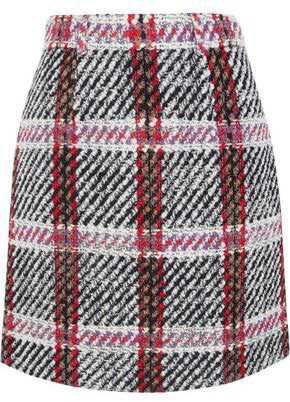 Carven Tartan Bouclé-Tweed Mini Skirt