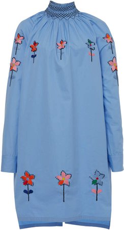 Embroidered Cotton Smocked Tunic
