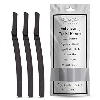 Amazon.com: Seraphic Skincare Exfoliating Facial Razors - Dermaplaning Tool Removes Dead Surface Skin and Unwanted Facial Hair - Swedish Stainless Steel Blade - Biodegradable Black Handle and Cap - 3 Razors : Beauty & Personal Care