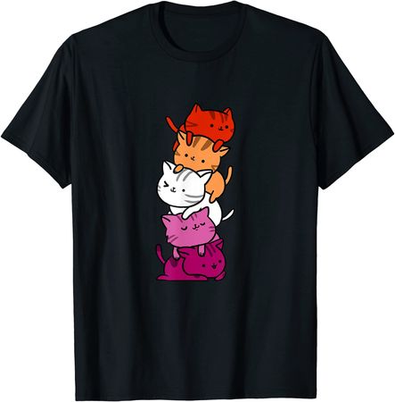 Amazon.com: Kawaii Cat Pile Orange Pink Lesbian Pride T-Shirt : Clothing, Shoes & Jewelry