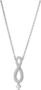 Amazon.com: Swarovski Infinity Collection Women's Long Pendant Necklace with Infinity Symbol Pendant Made of White Crystals on a Rhodium Plated Chain: Jewelry
