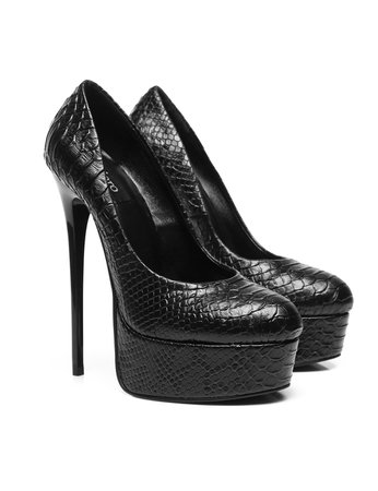 *clipped by @luci-her* Black snake Giaro high 16cm platform heel fetish pumps - Shoebidoo Shoes | Giaro high heels