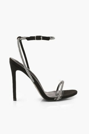 Embellished Clear Strap 2 Part Heels | Boohoo black