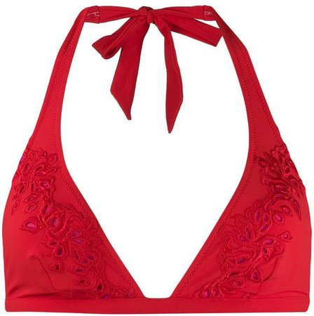 floral embroidered halterneck bikini top