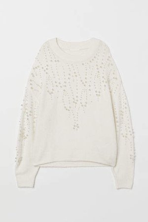 Beaded Sweater - White
