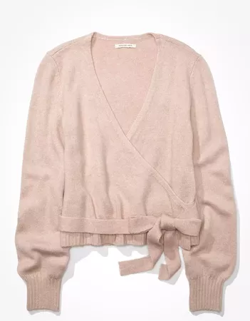 AE Dreamspun Wrap Front V-Neck Sweater blush