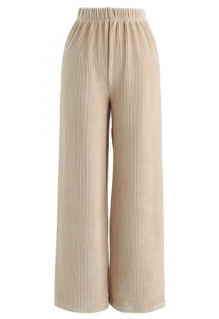 Corduroy High-Waisted Pants in Light Tan - NEW ARRIVALS - Retro, Indie and Unique Fashion