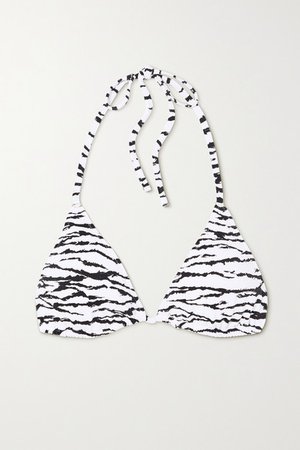 Porto Tiger-print Triangle Bikini Top - White