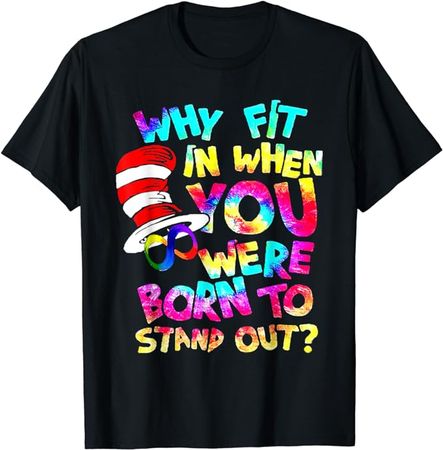 Why Fit In Autism Awareness Doctor Teacher Hat Book Shirt T-Shirt : Clothing, Shoes & Jewelry