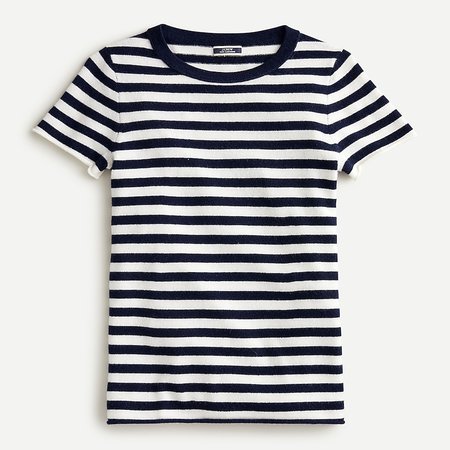 J.Crew: Short-sleeve Cashmere T-shirt In Stripe For Women