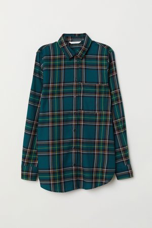 Checked Shirt - Dark green/plaid - Ladies | H&M US
