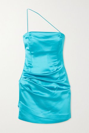 Turquoise Pasto one-shoulder neon satin mini dress | GAUGE81 | NET-A-PORTER