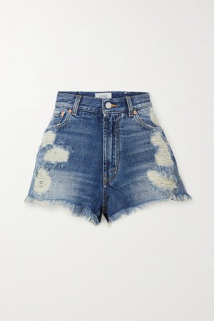 Blue Distressed denim shorts | Givenchy | NET-A-PORTER