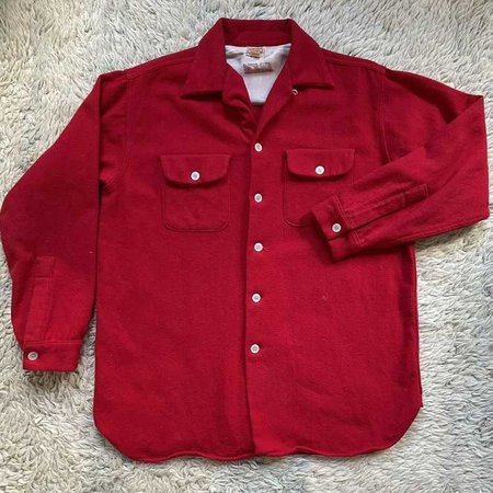 Vintage 50s Medium Monterey Sportswear Red Wool Shirt… - Gem