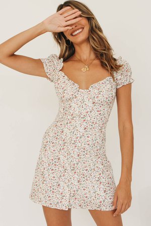 Party In Italy Button Front Mini Dress // Floral – Verge Girl